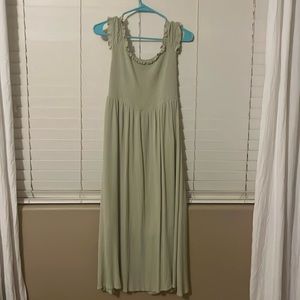 Sage green. Forever 21 off the shoulder dress.